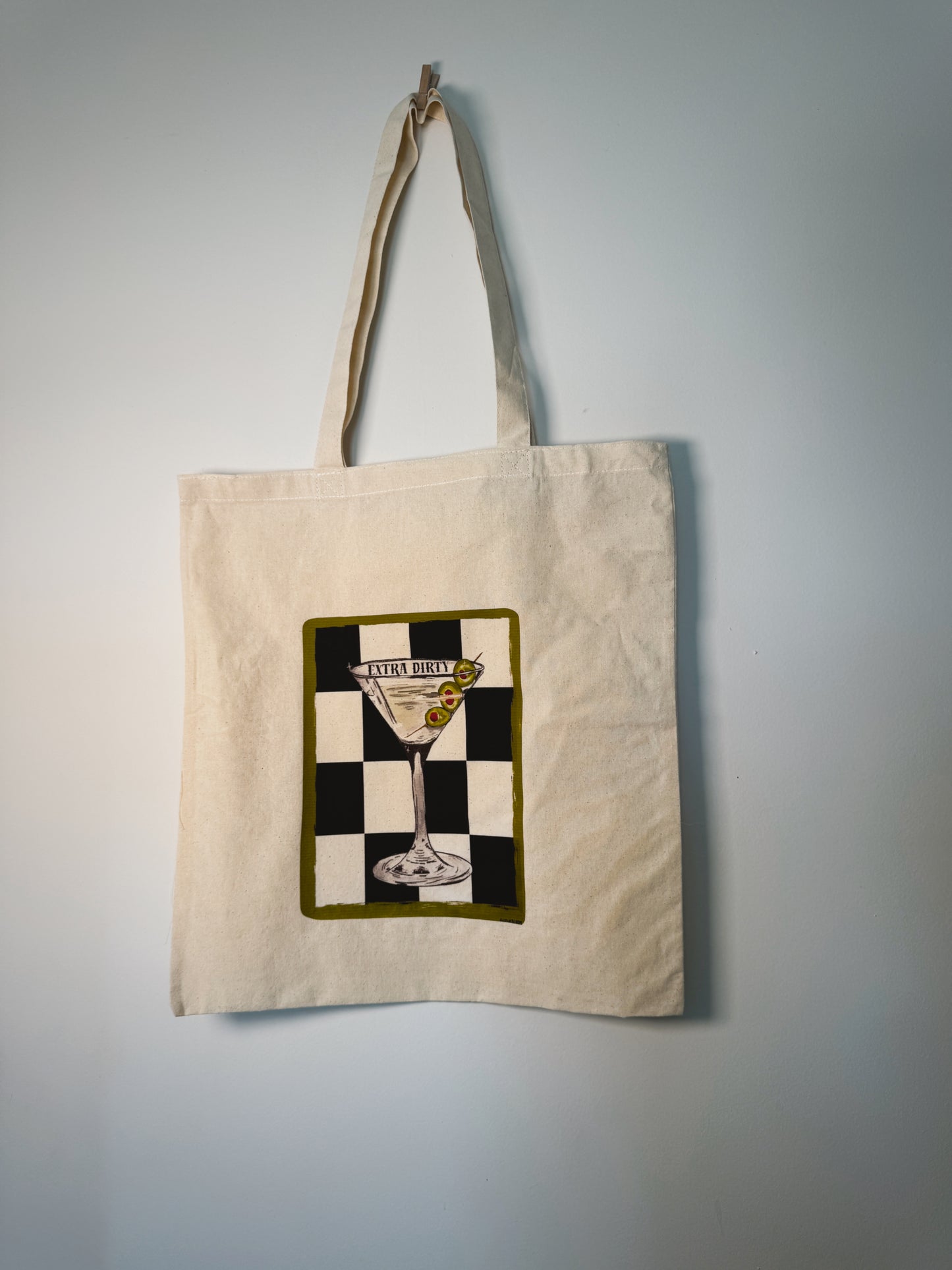Extra Dirty Martini Hand-Pressed Tote Bag | 15x16 Natural Cotton
