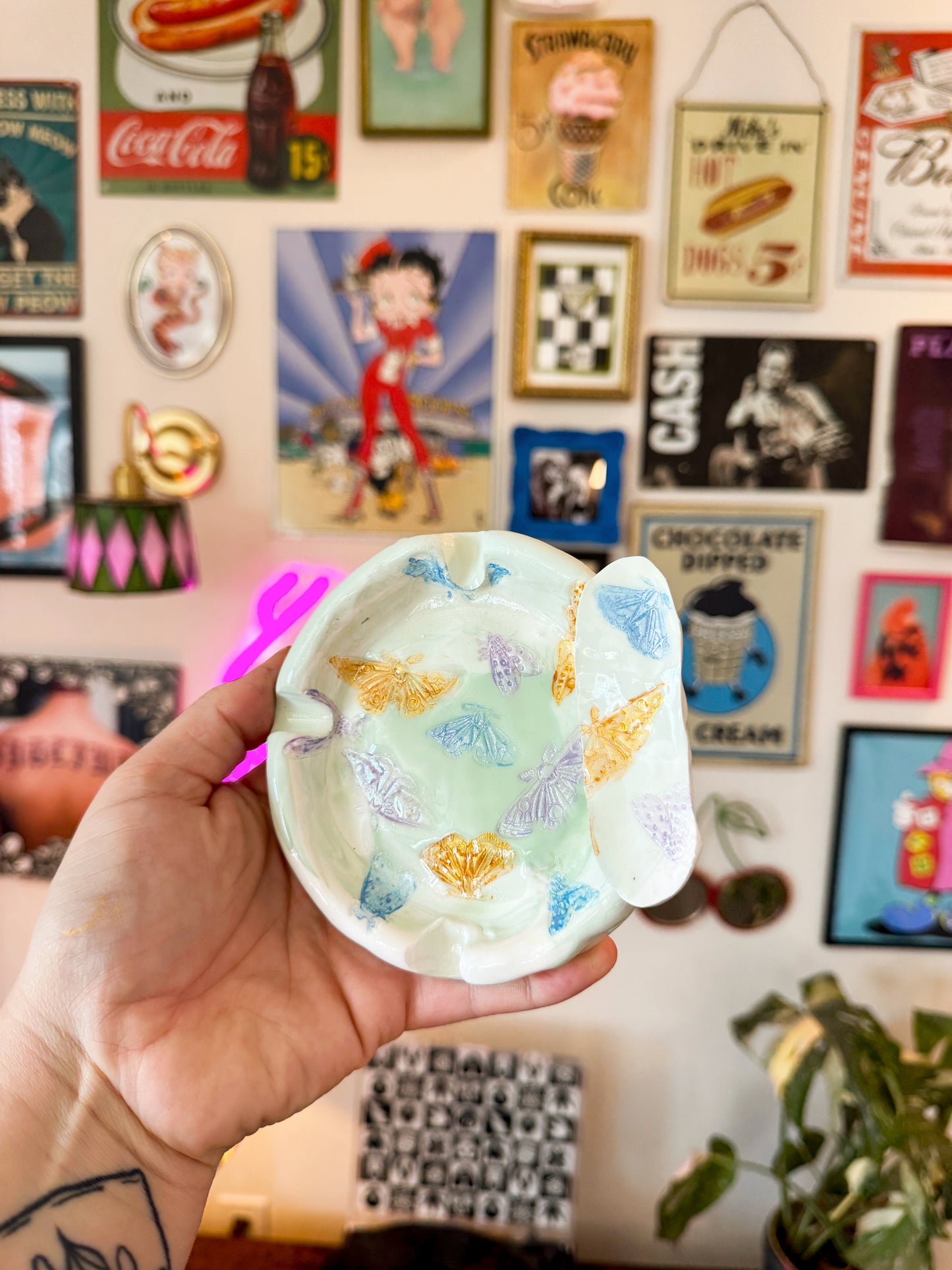 Butterfly Ashtray w/ Joint Holder | Whimsical Bug Ashtray | Handmade