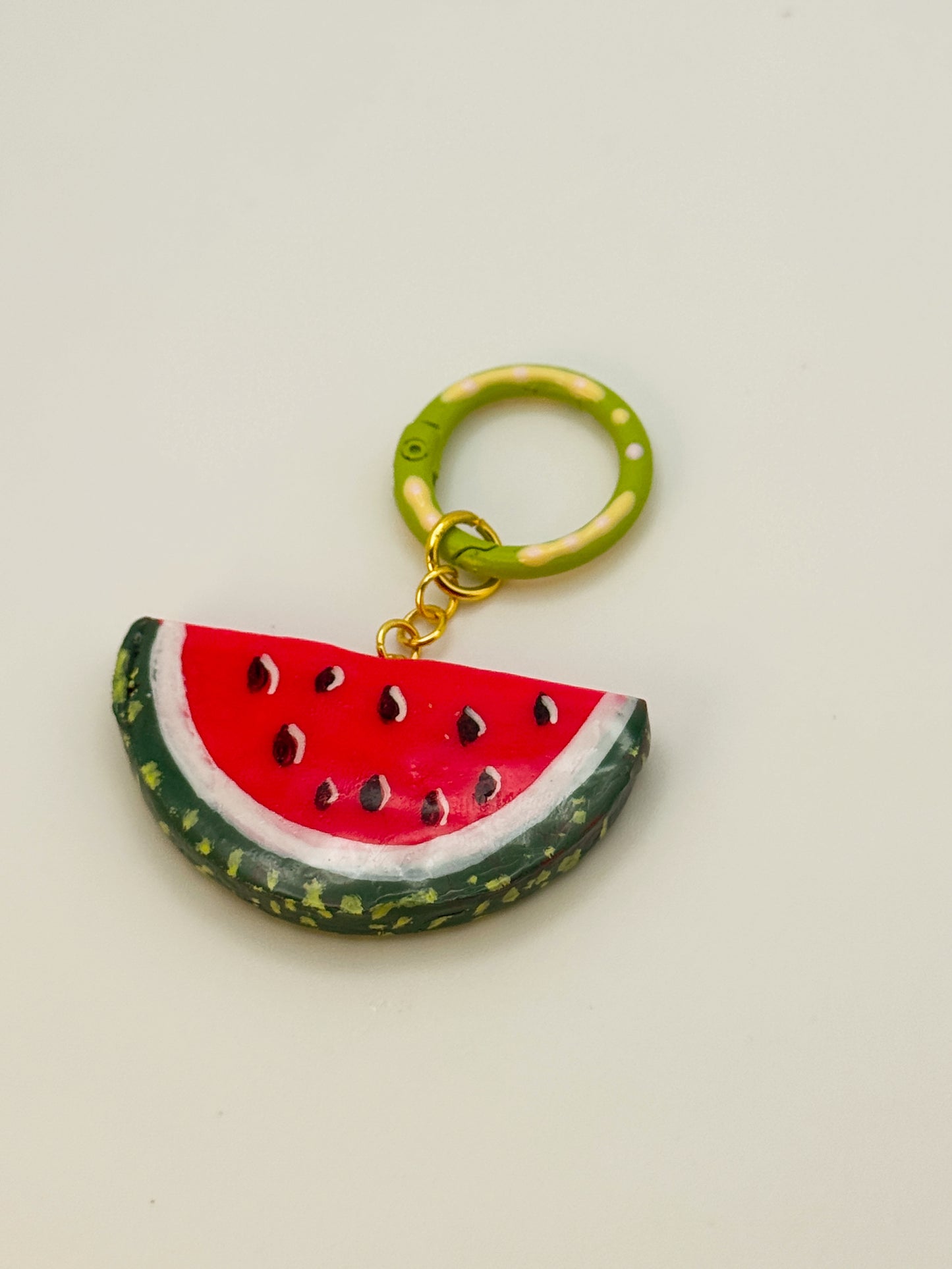 Winking Watermelon Keychain – Handmade Polymer Clay Bag Charm