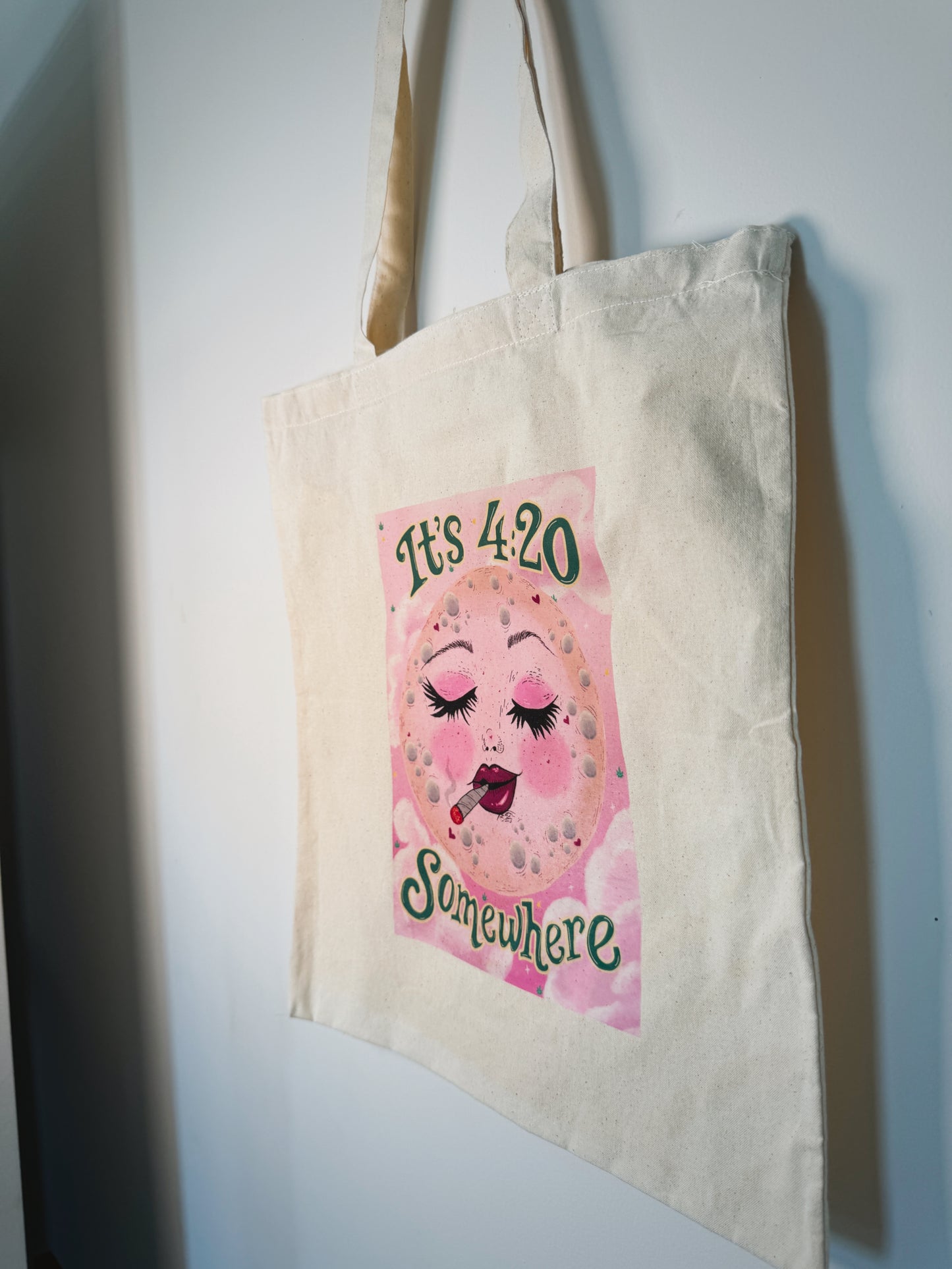 It’s 4:20 Somewhere Hand-Pressed Tote Bag | 15x16 Natural Cotton