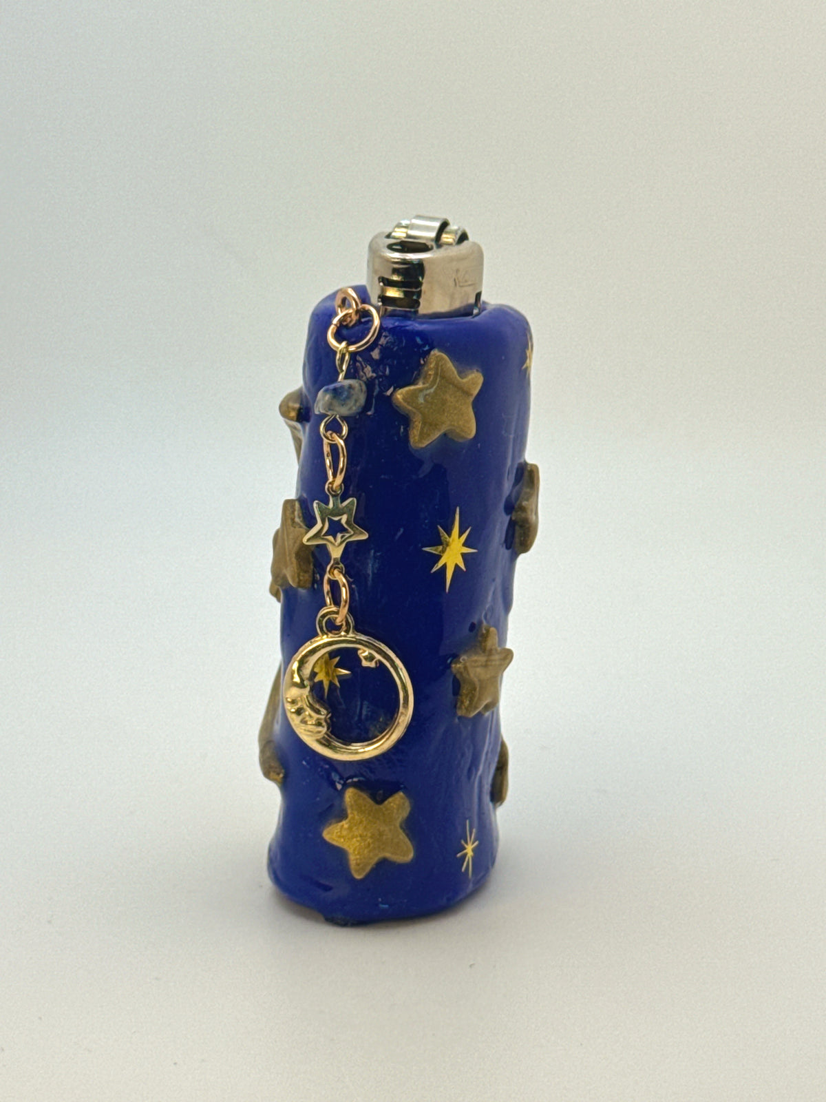 90s Celestial Moon Case (GOLD) with charm| Fits Standard Bic | Handmade Polymer Clay Art