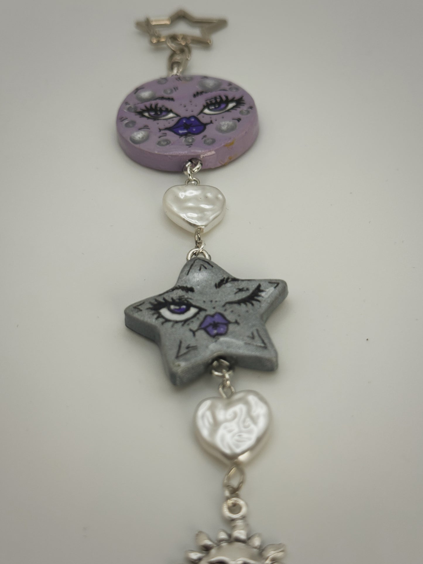 Celestial Girls Keychain – Handmade Polymer Clay Bag Charm
