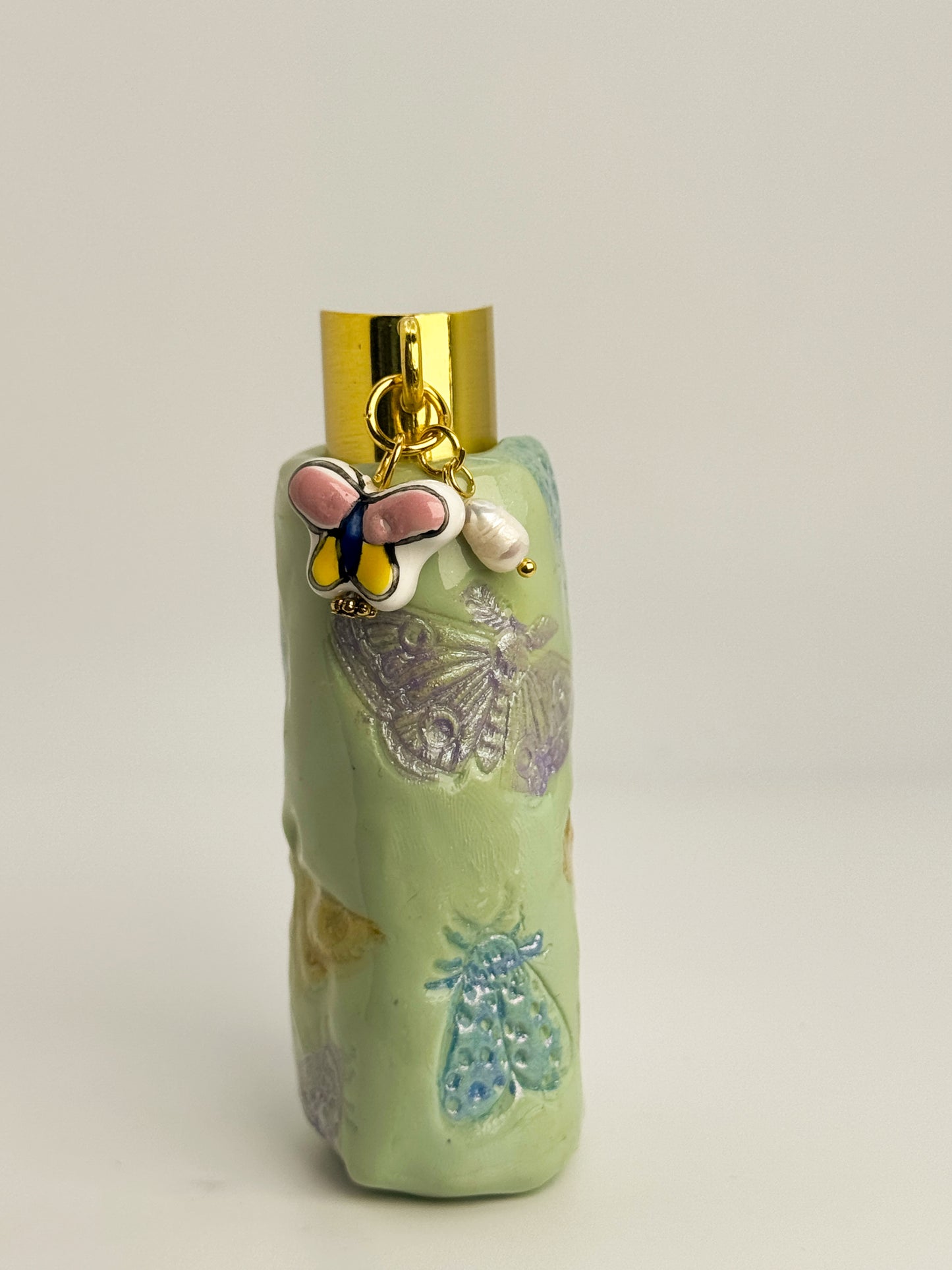 Butterfly & Bugs Lighter Case w/ Charm | Fits Standard Bic | Handmade Polymer Clay Art