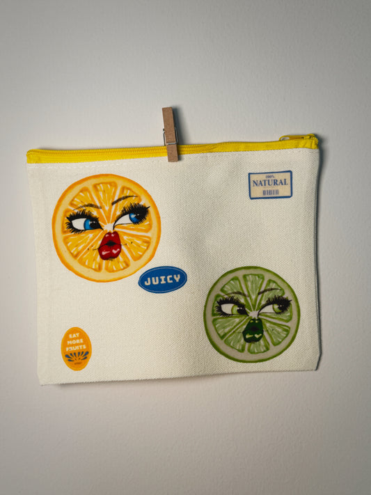 Citrus Sisters Bag Hand-Pressed Bag | 8 x 6 Natural Cotton