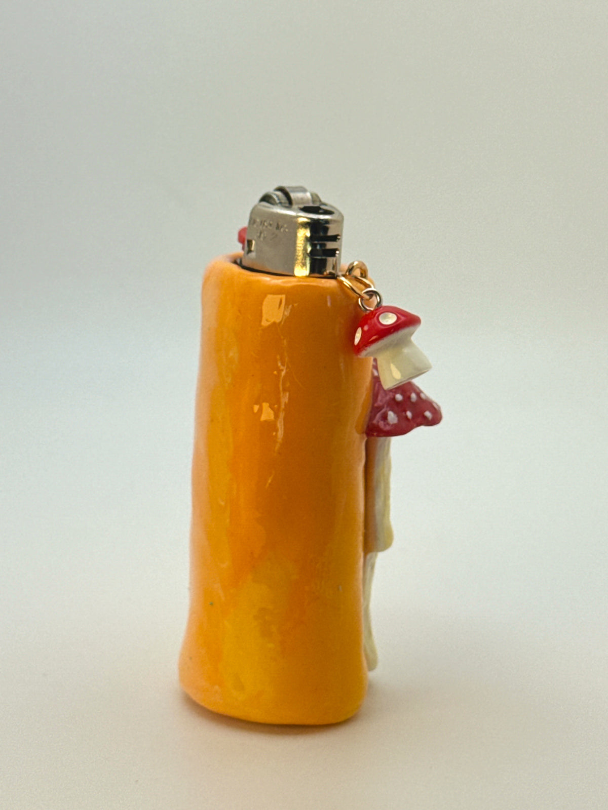 Mushroom Case with charm| Fits Standard Bic | Handmade Polymer Clay Art