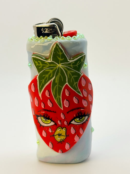 Sassy Strawberry Lighter Case| Fits Standard Bic | Handmade Polymer Clay Art