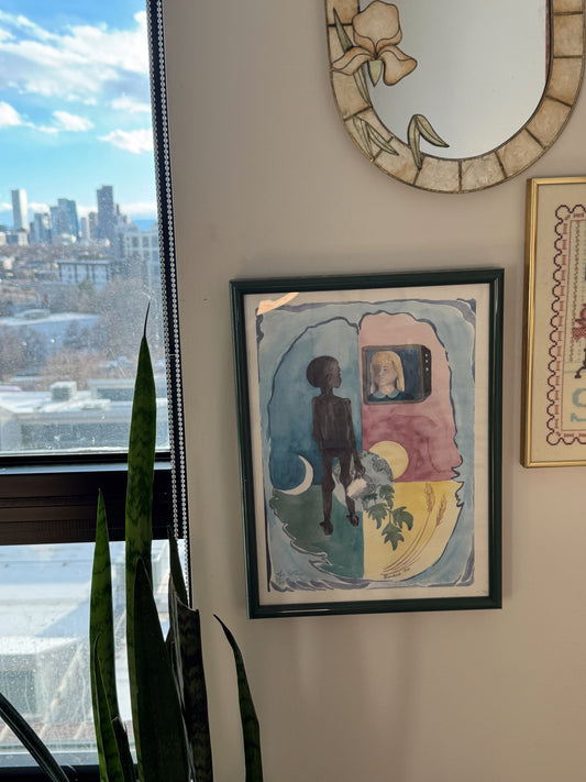 Vintage 1993 Signed Limited Edition Art Print Framed – Pauline Blondine – Surreal Figurative 12x16