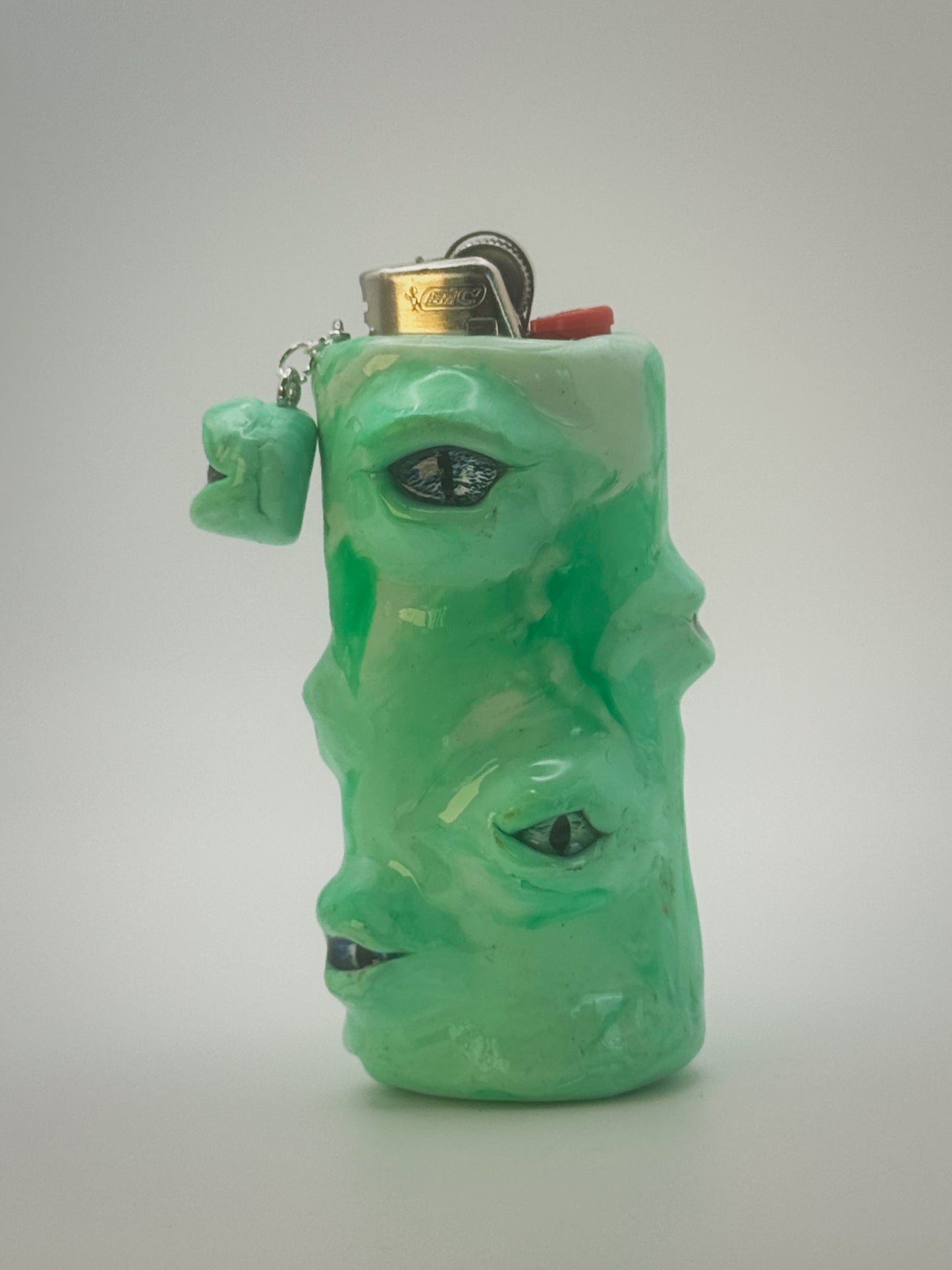 Eyeball Lighter Case with charm| Fits Standard Bic | Handmade Polymer Clay Art