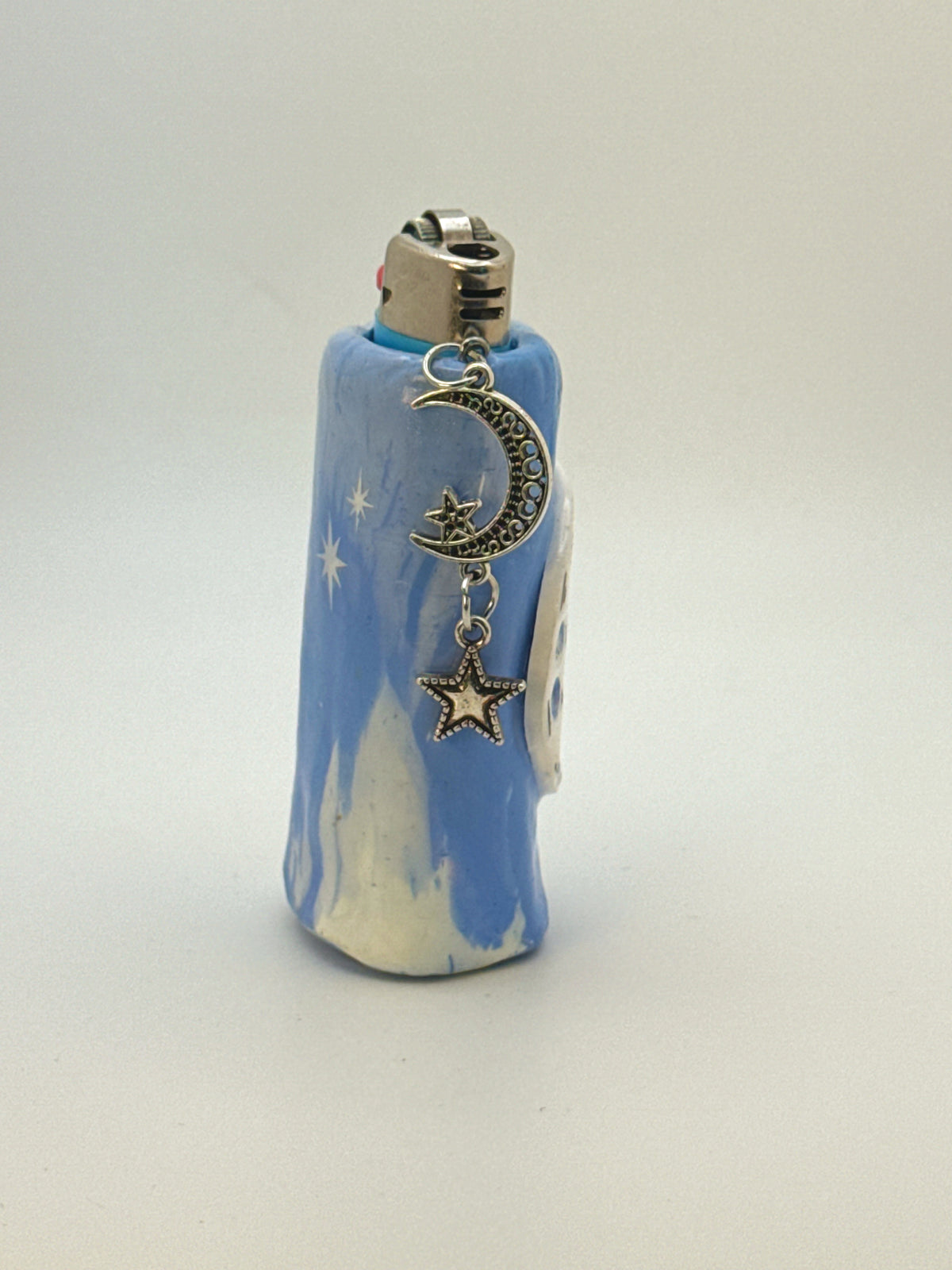 Smoking Moon Case with charm| Fits Standard Bic | Handmade Polymer Clay Art