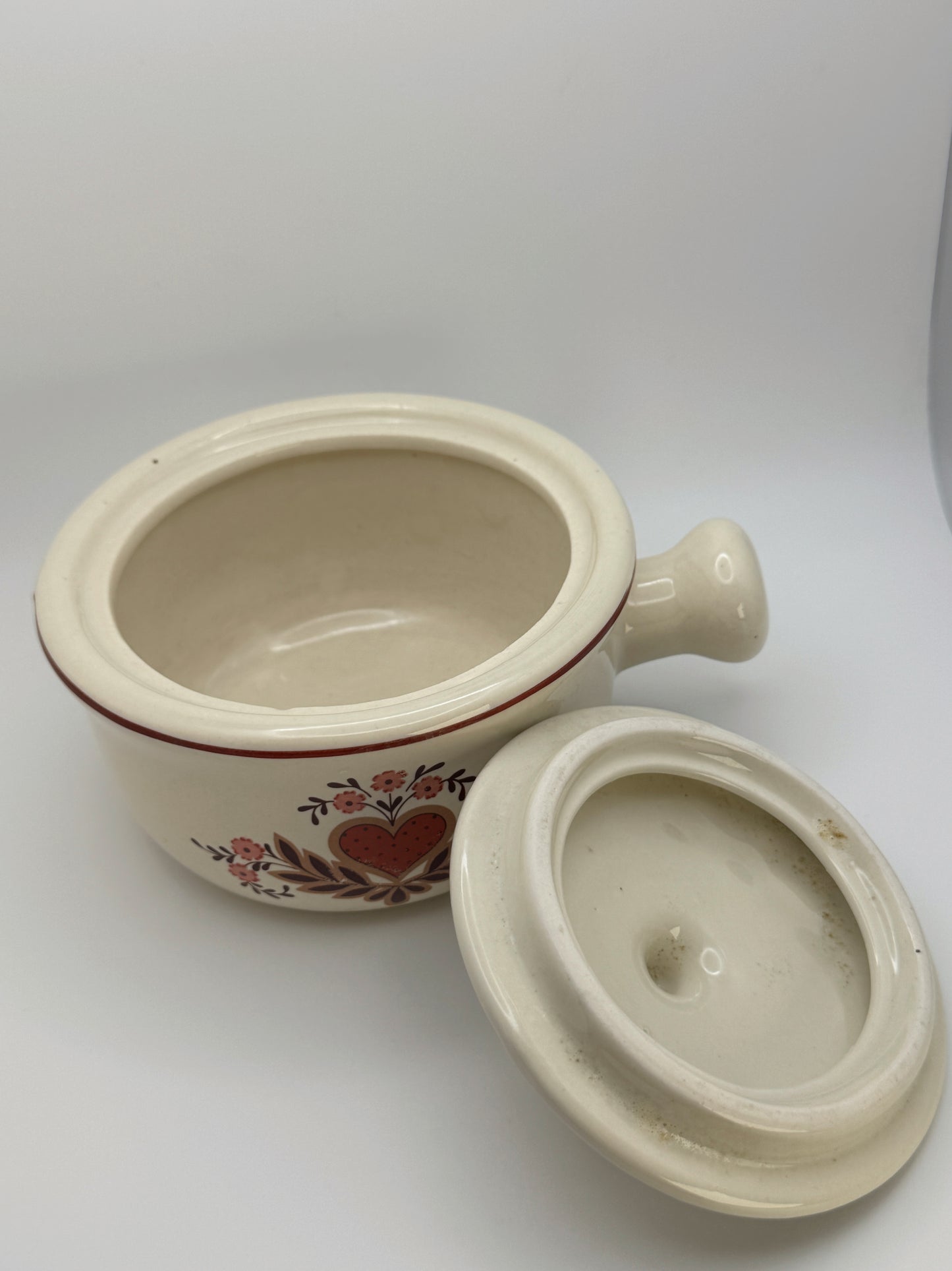 Vintage 1970s Heart Stoneware Soup Crock Set – Set of 4 with Lids