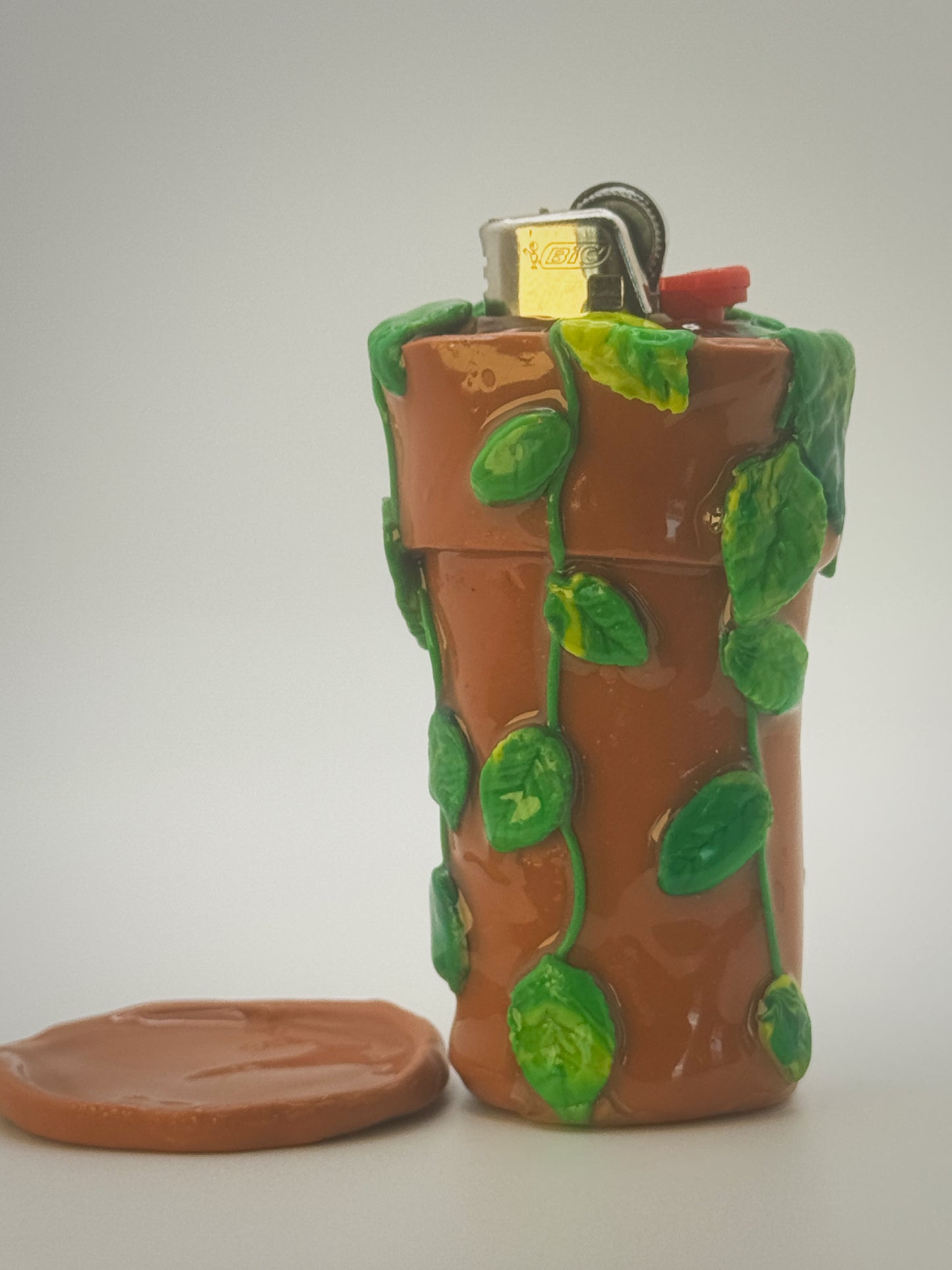 Potted Plant Lighter Case| Fits Standard Bic | Handmade Polymer Clay Art