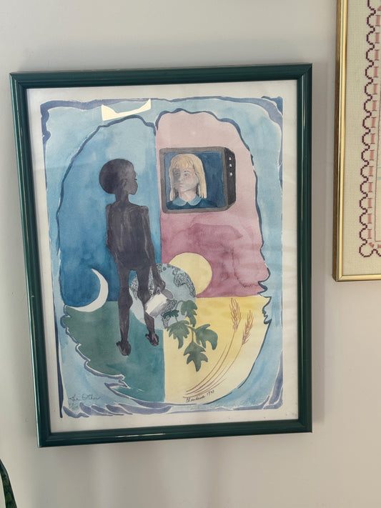 Vintage 1993 Signed Limited Edition Art Print Framed – Pauline Blondine – Surreal Figurative 12x16