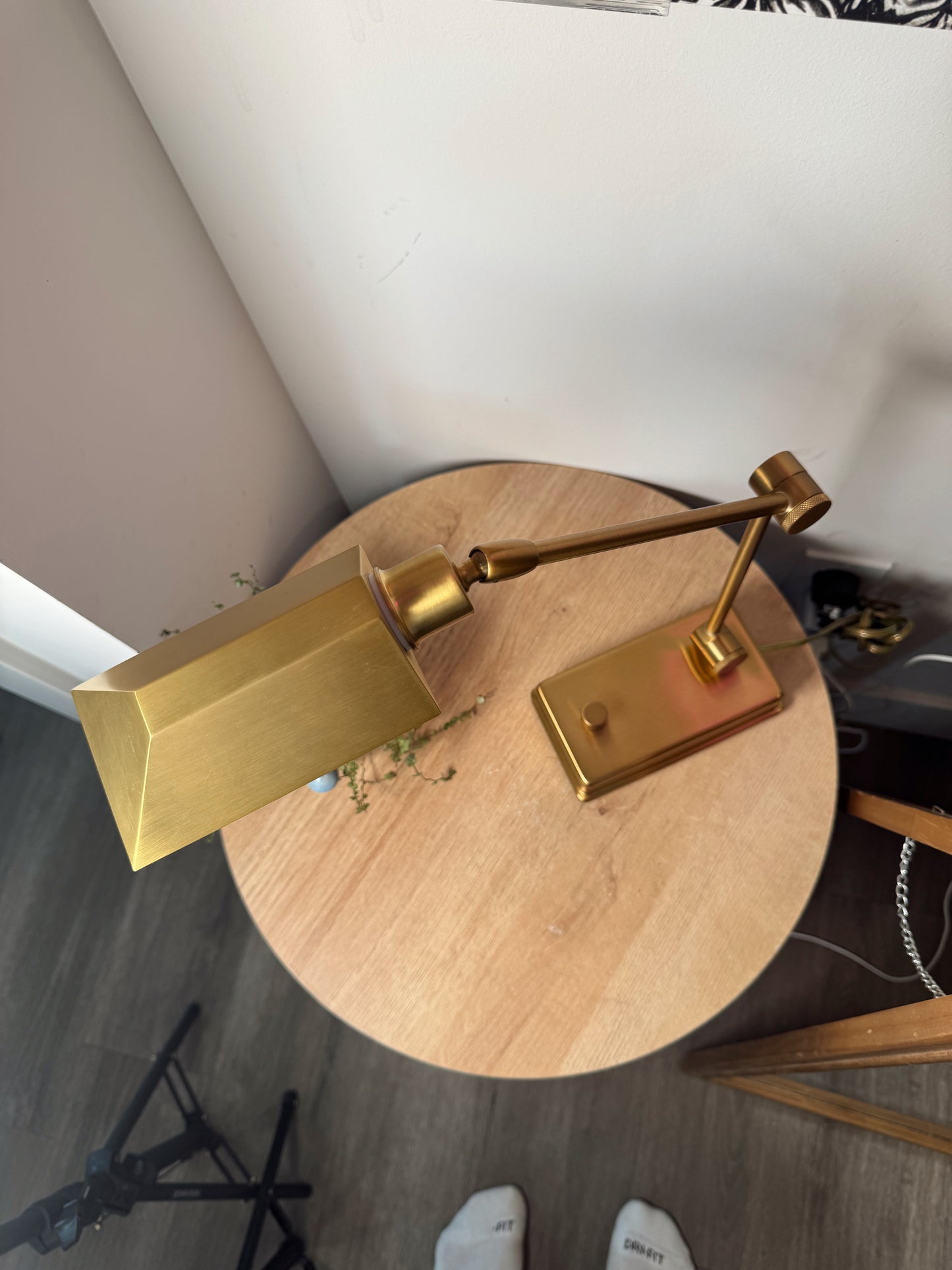 Vintage MCM Holtkötter Leuchten Adjustable Desk Lamp – Antique Brass, Dimmable, German Made