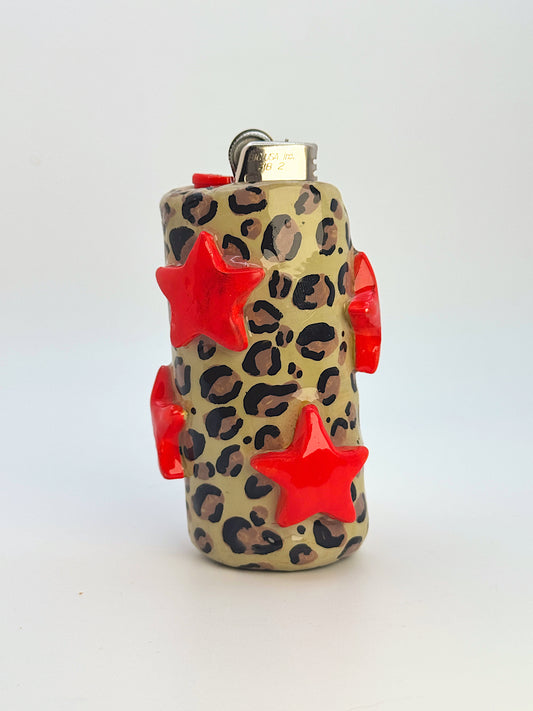 Leopard Star Power – Hand-Sculpted Lighter Case