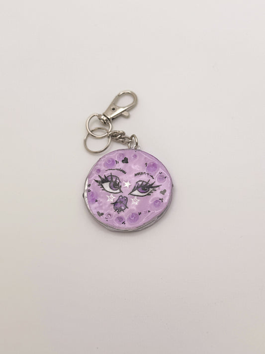Purple Moon Keychain – Hand-Painted Polymer Clay Charm
