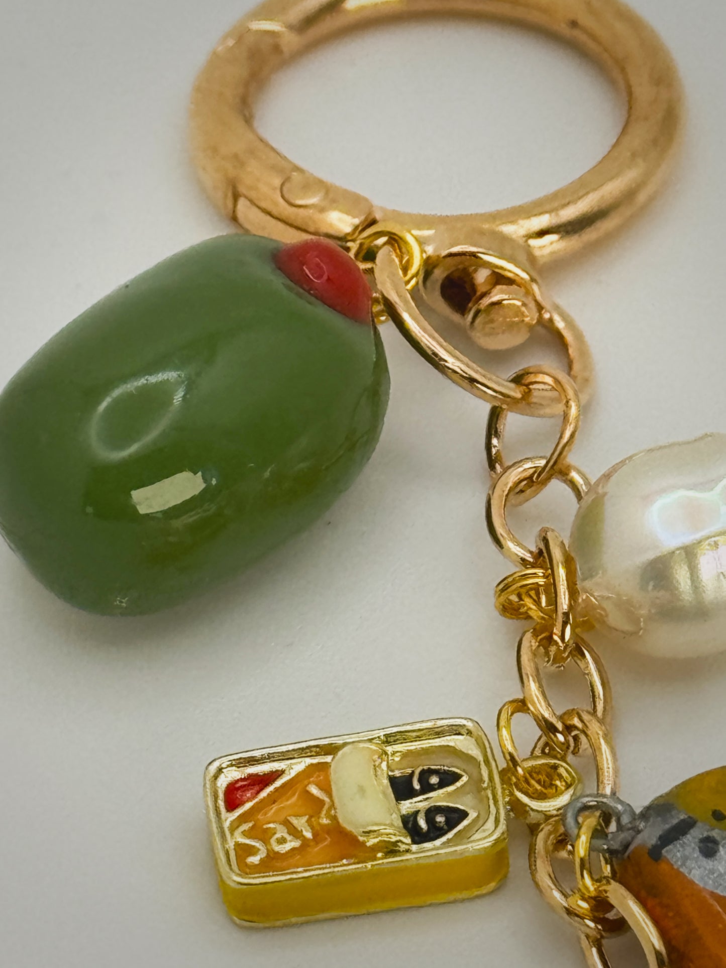 Euro Summer Keychain GOLD – Handmade Polymer Clay Bag Charm