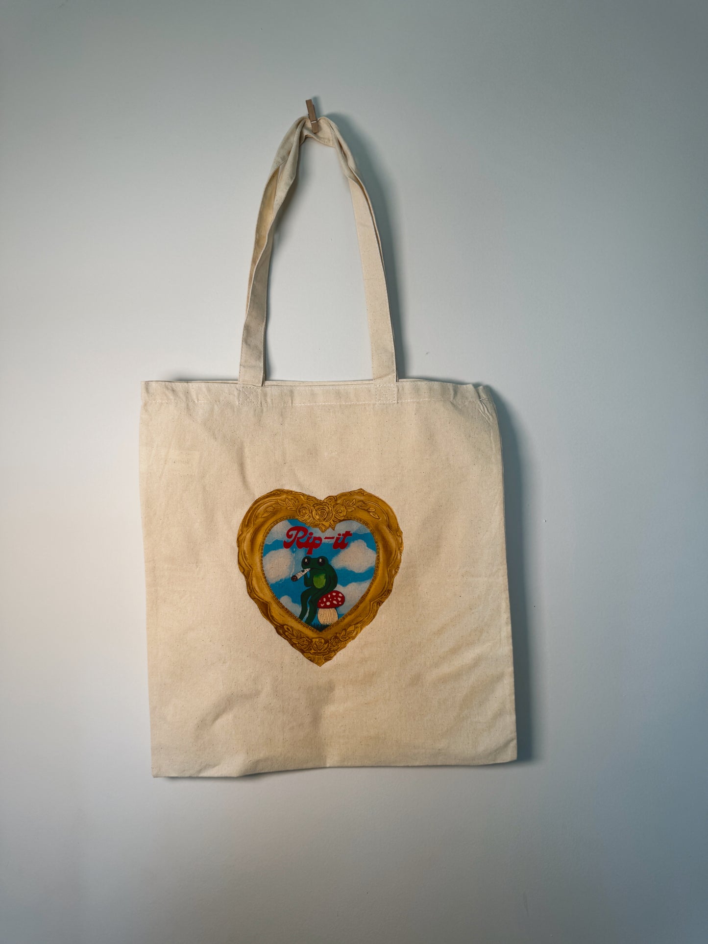 Rip It Frog Hand-Pressed Tote Bag | 15x16 Natural Cotton
