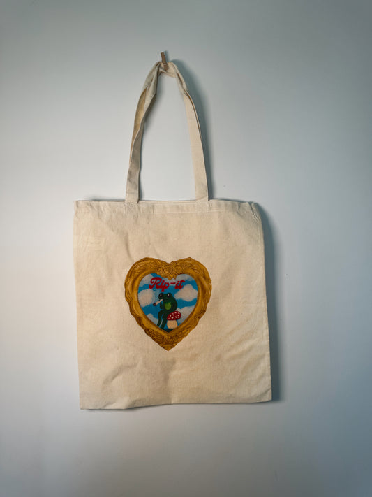 Rip It Frog Hand-Pressed Tote Bag | 15x16 Natural Cotton