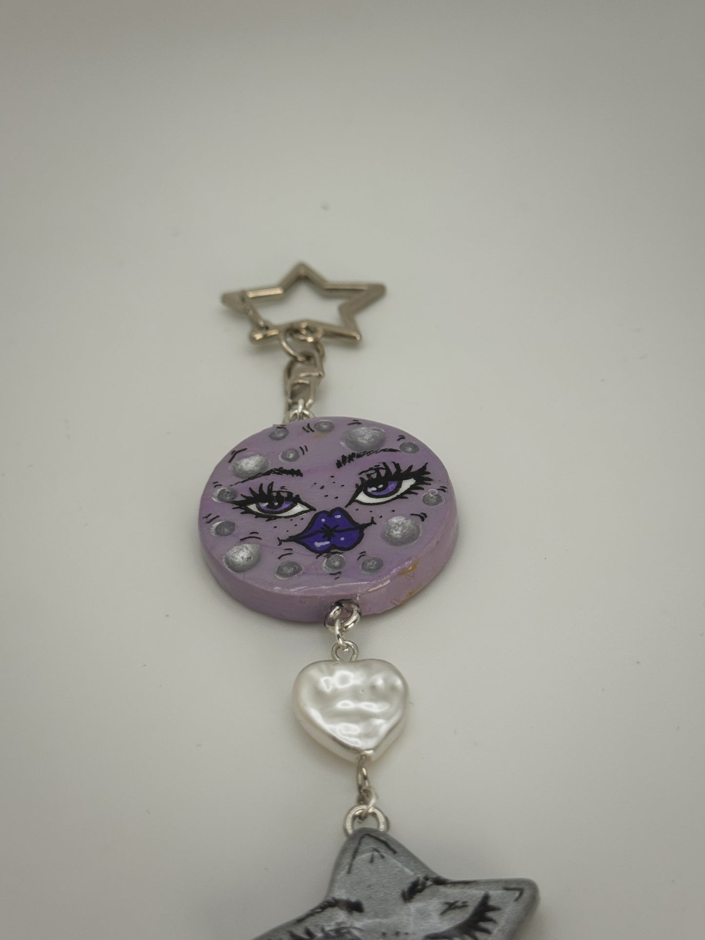 Celestial Girls Keychain – Handmade Polymer Clay Bag Charm
