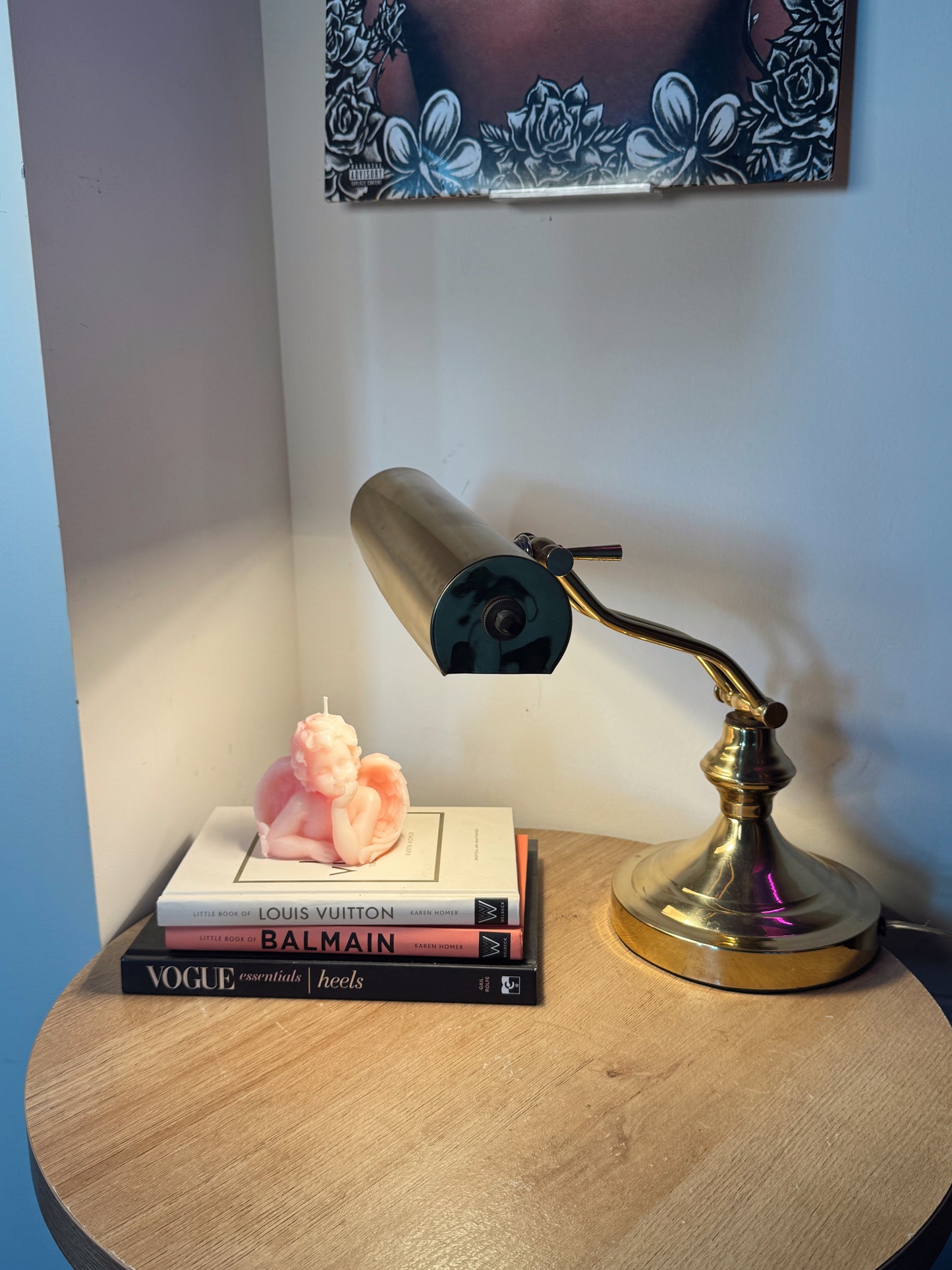 Vintage Brass Banker Style Lamp – Adjustable Arm & Shade – Working