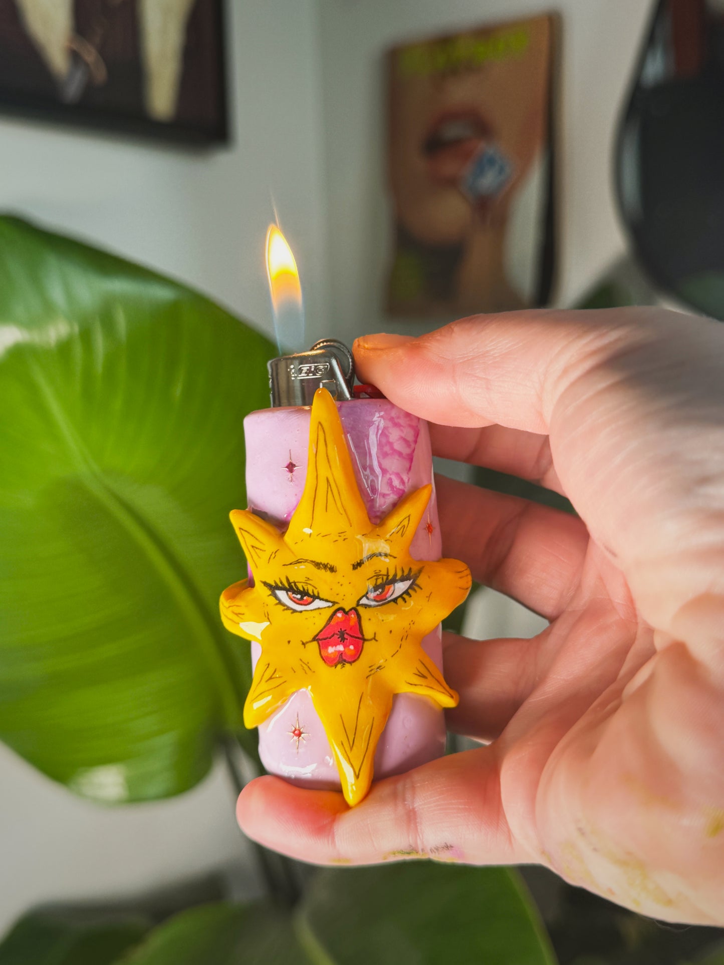 Sassy Sun Lighter Case| Fits Standard Bic | Handmade Polymer Clay Art