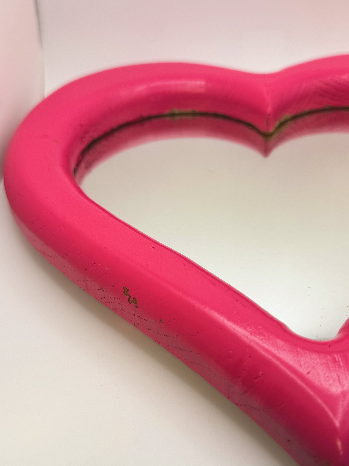 Vintage Pink Heart Wall Mirror (Hand-Painted, 10” x 10”)