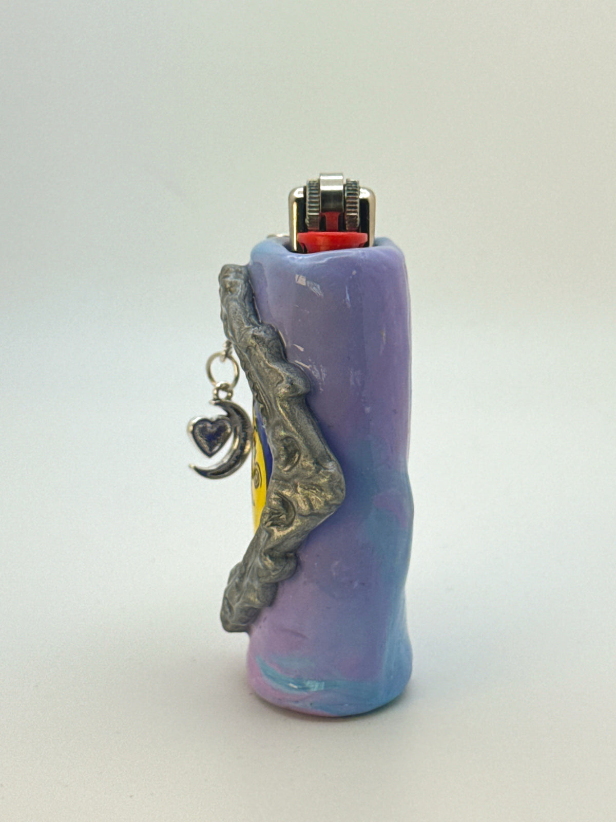 Vintage Frame Smoking Moon Case with charm| Fits Standard Bic | Handmade Polymer Clay Art