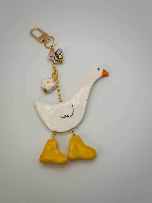 Silly Goose Charm | Handmade Polymer Clay Key Chain