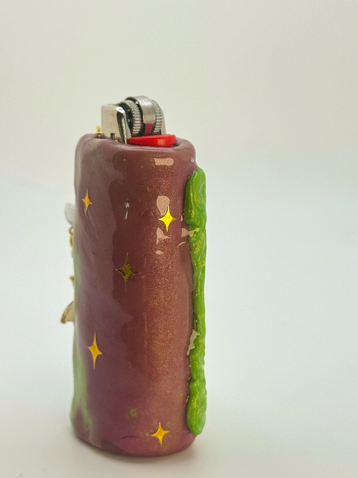 Vintage Frame Rip It Frog Case with charm| Fits Standard Bic | Handmade Polymer Clay Art