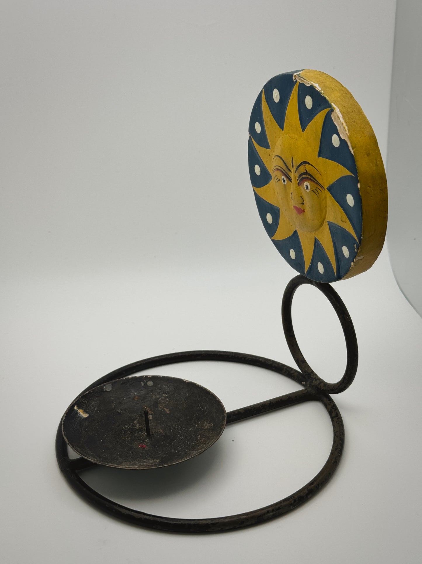 Vintage Spinning Celestial Candle Holder – Small Sun & Moon Swivel