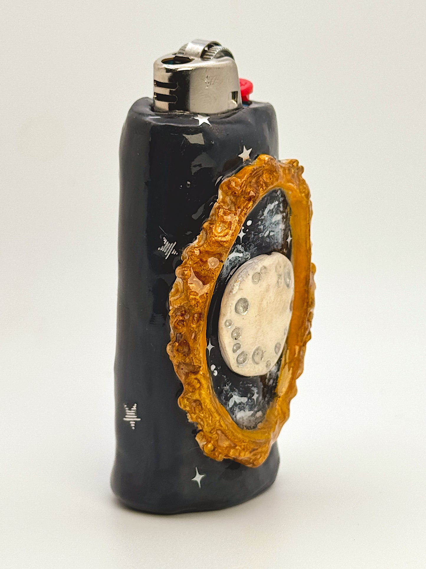 Vintage Frame Moon Lighter Case- Handmade from Polymer Clay