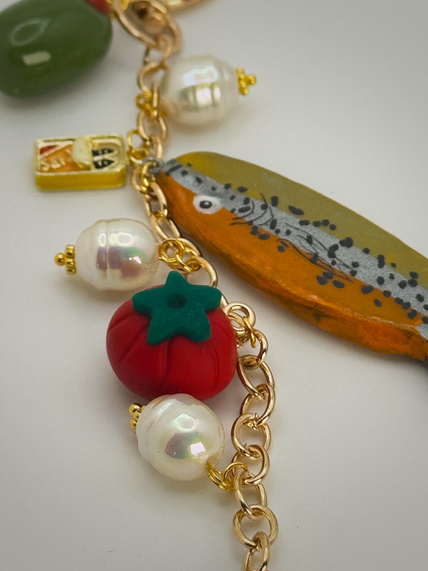 Euro Summer Keychain GOLD – Handmade Polymer Clay Bag Charm