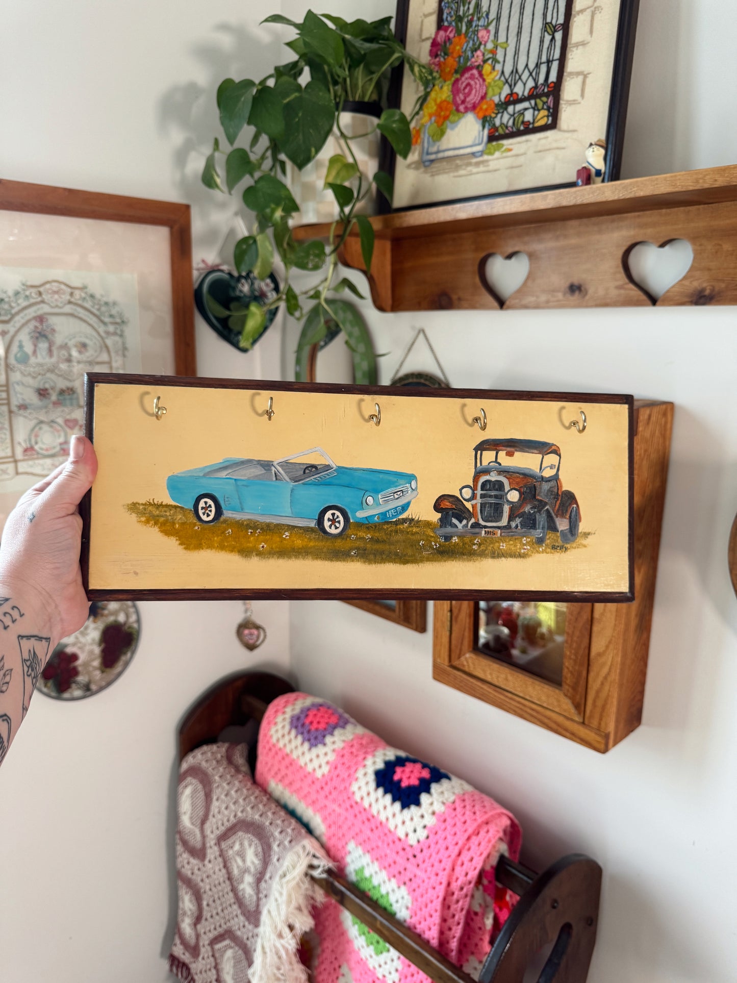 Vintage Car Key Rack – His & Hers Entryway Wall Organizer