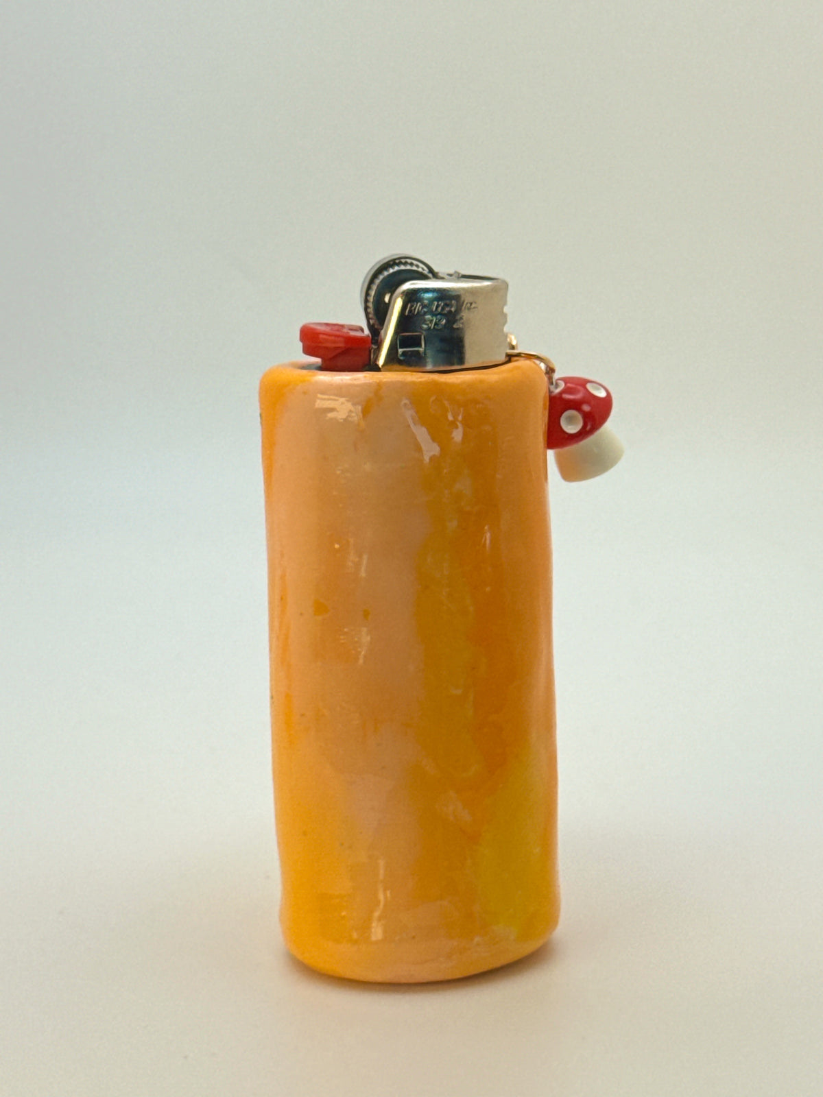 Mushroom Case with charm| Fits Standard Bic | Handmade Polymer Clay Art