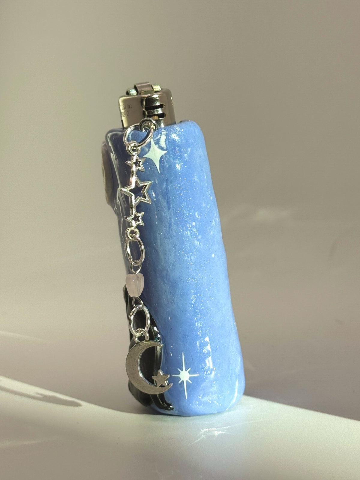 Black Cat Case with charm| Fits Standard Bic | Handmade Polymer Clay Art