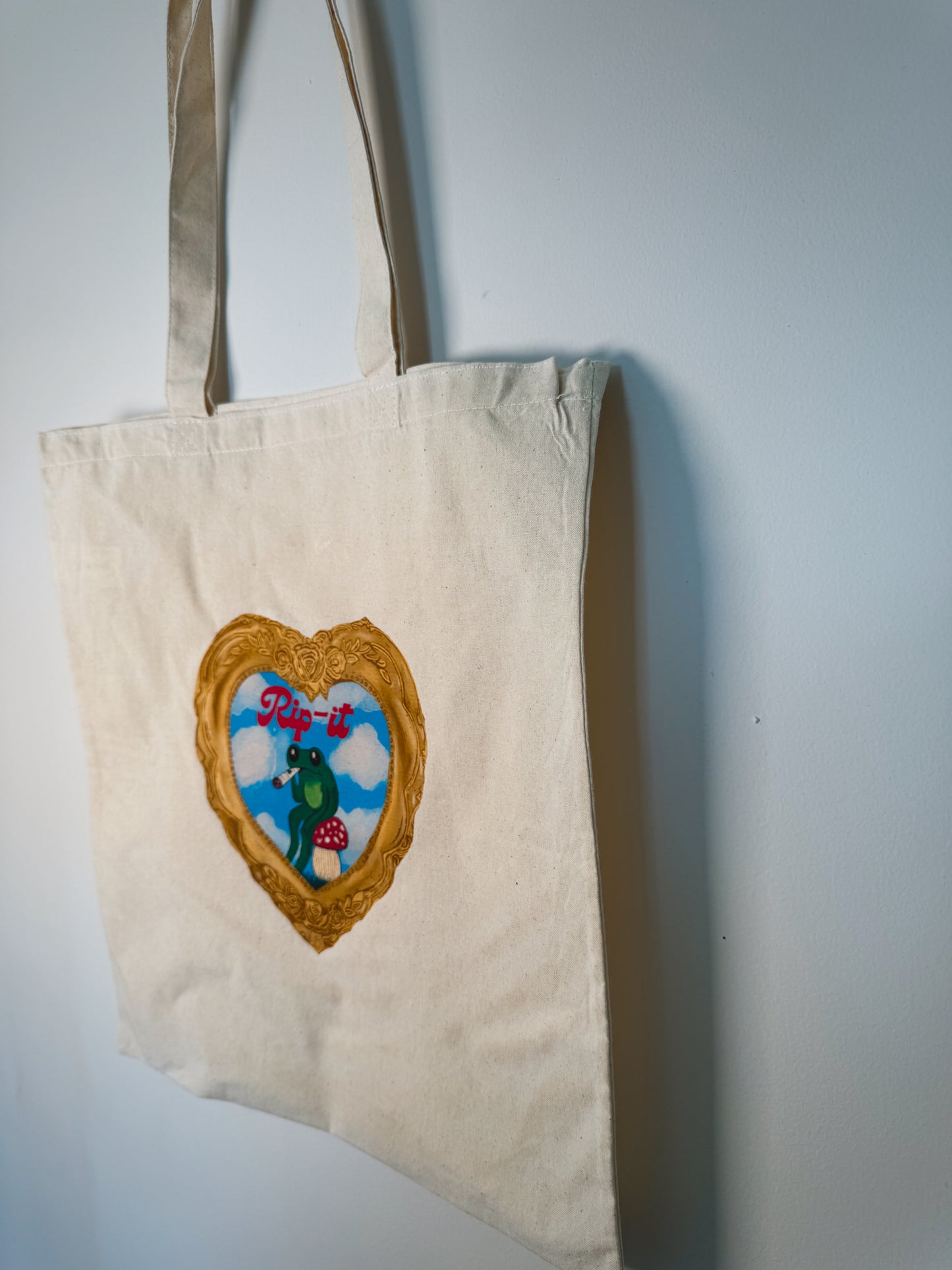 Rip It Frog Hand-Pressed Tote Bag | 15x16 Natural Cotton