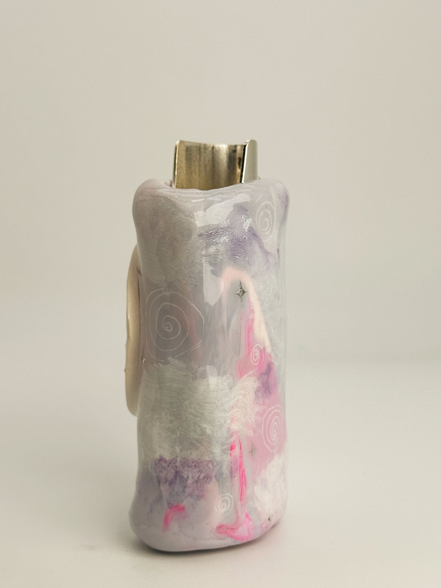 Whimsical Moon Lighter Case w/ Charm | Fits Standard Bic | Handmade Polymer Clay Art