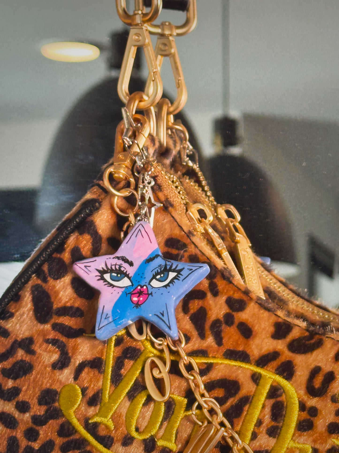 Sassy Star Keychain – Handmade Polymer Clay Bag Charm