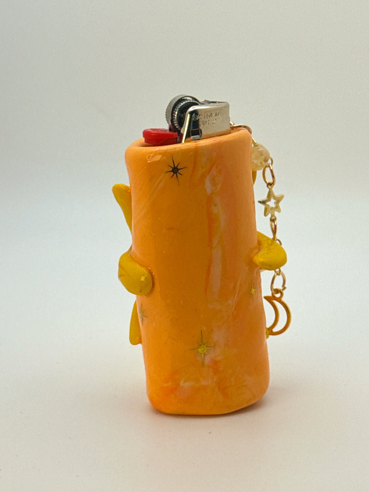 Celestial Sun Case with charm| Fits Standard Bic | Handmade Polymer Clay Art