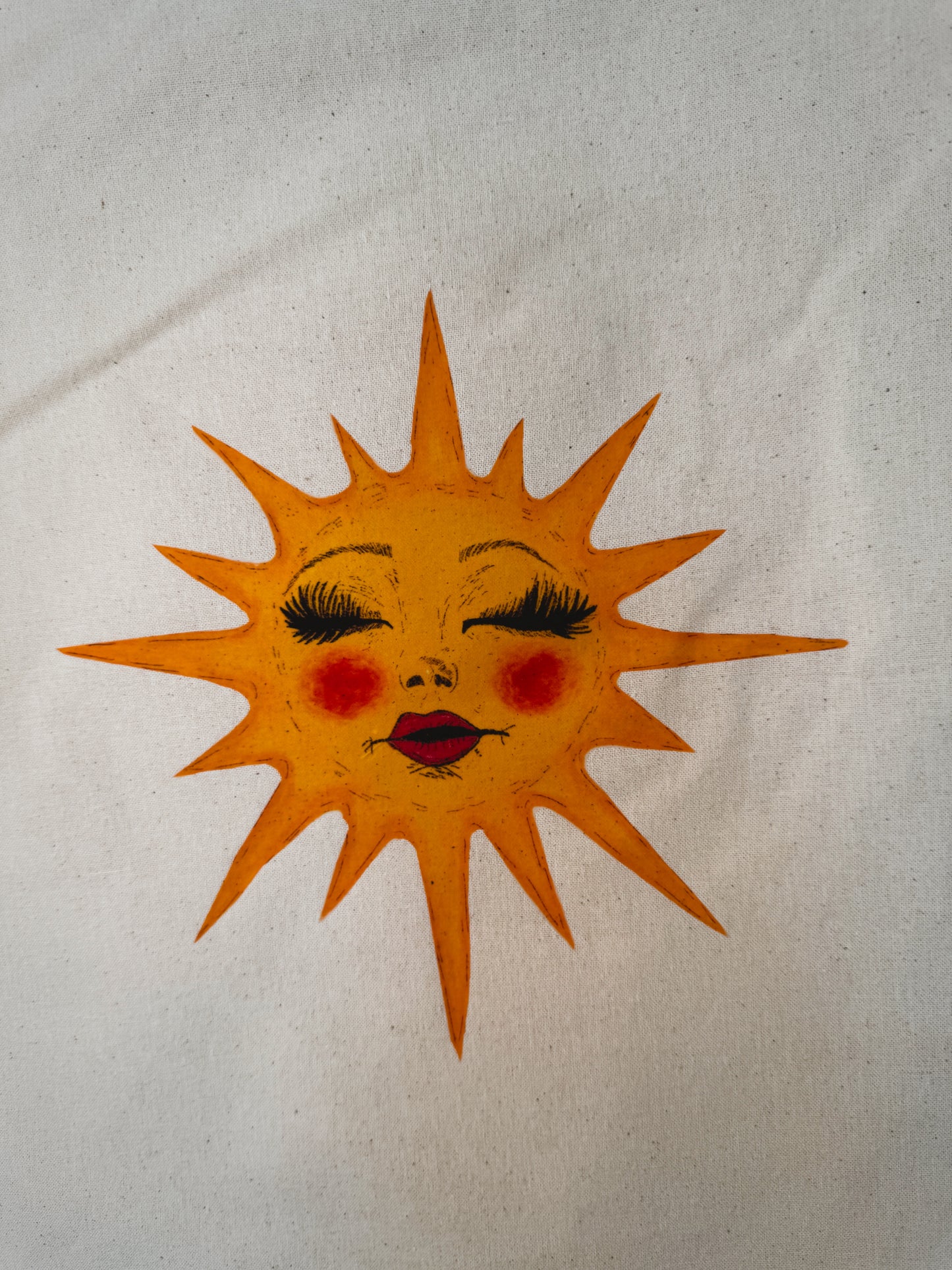 Celestial Miss Sunny Hand-Pressed Tote Bag | 15x16 Natural Cotton