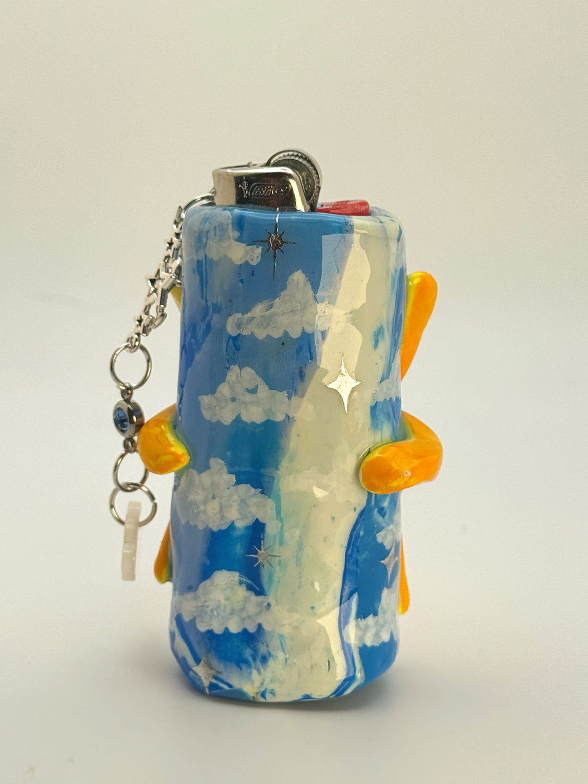 Smoking Sun Case with charm| Fits Standard Bic | Handmade Polymer Clay Art