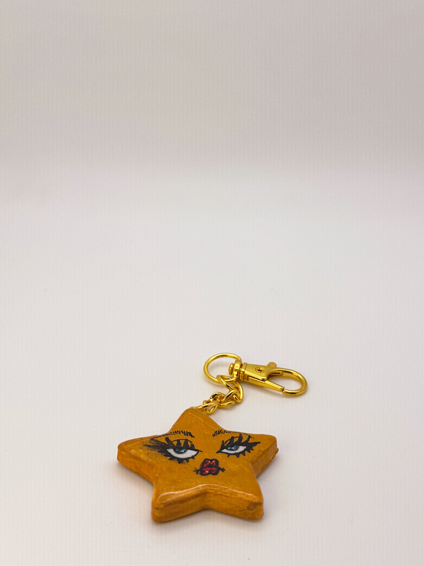 Handmade Cosmic Star Keychain — Funky Face Charm | Polymer Clay Keychain