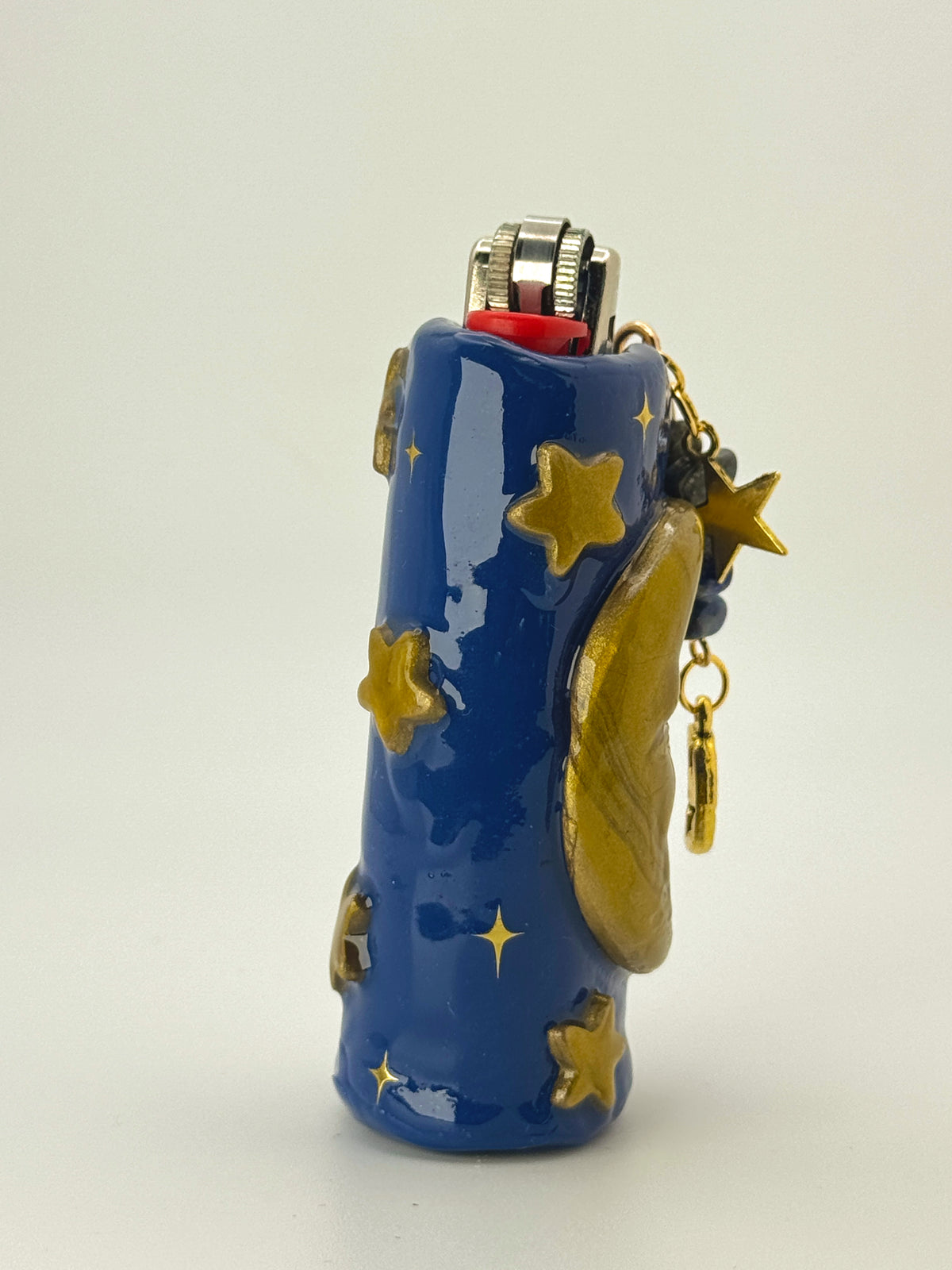90s Celestial Gold Decor Lighter Case with charm| Fits Standard Bic | Handmade Polymer Clay Art