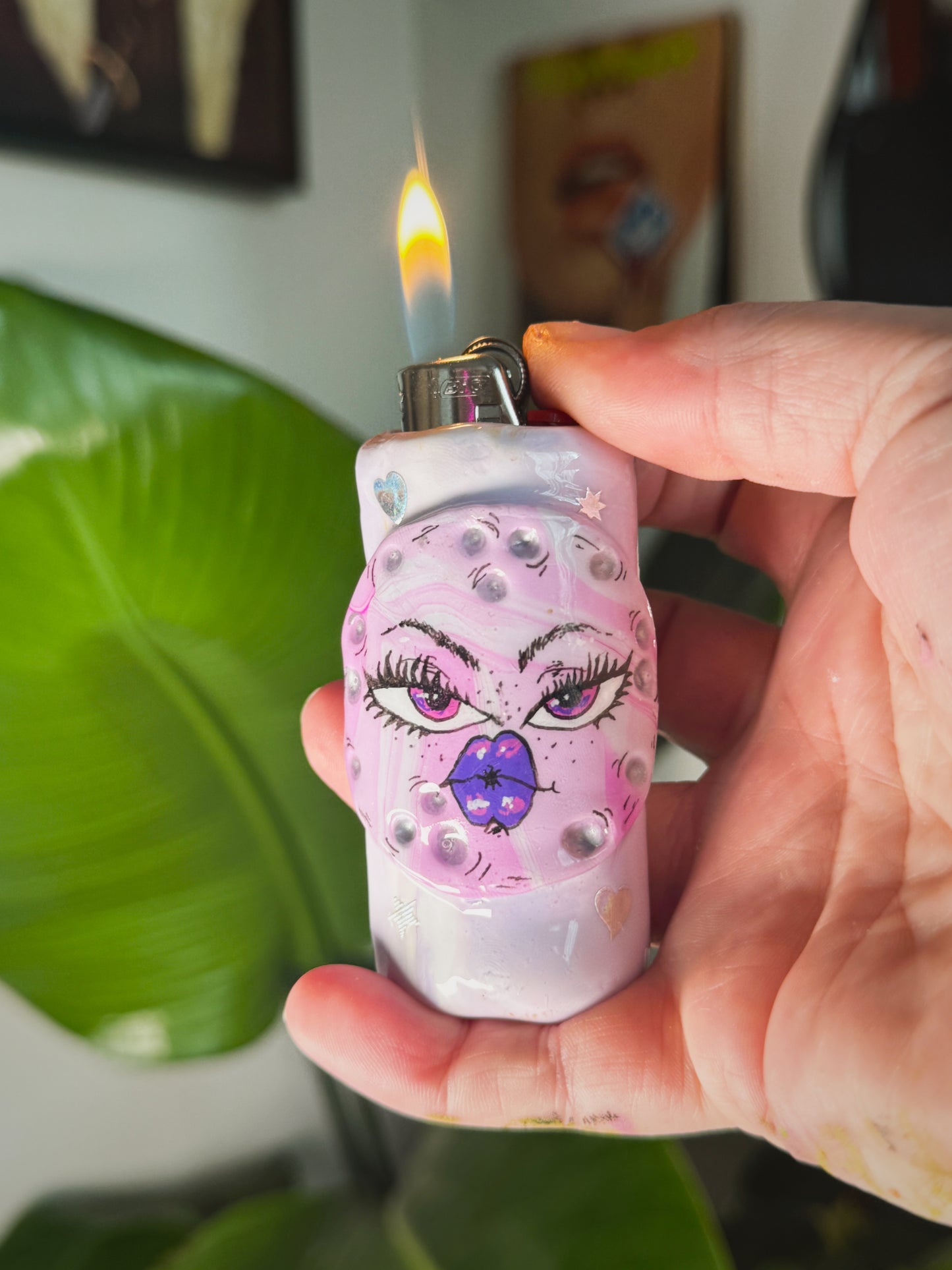 Sassy Moon Lighter Case| Fits Standard Bic | Handmade Polymer Clay Art