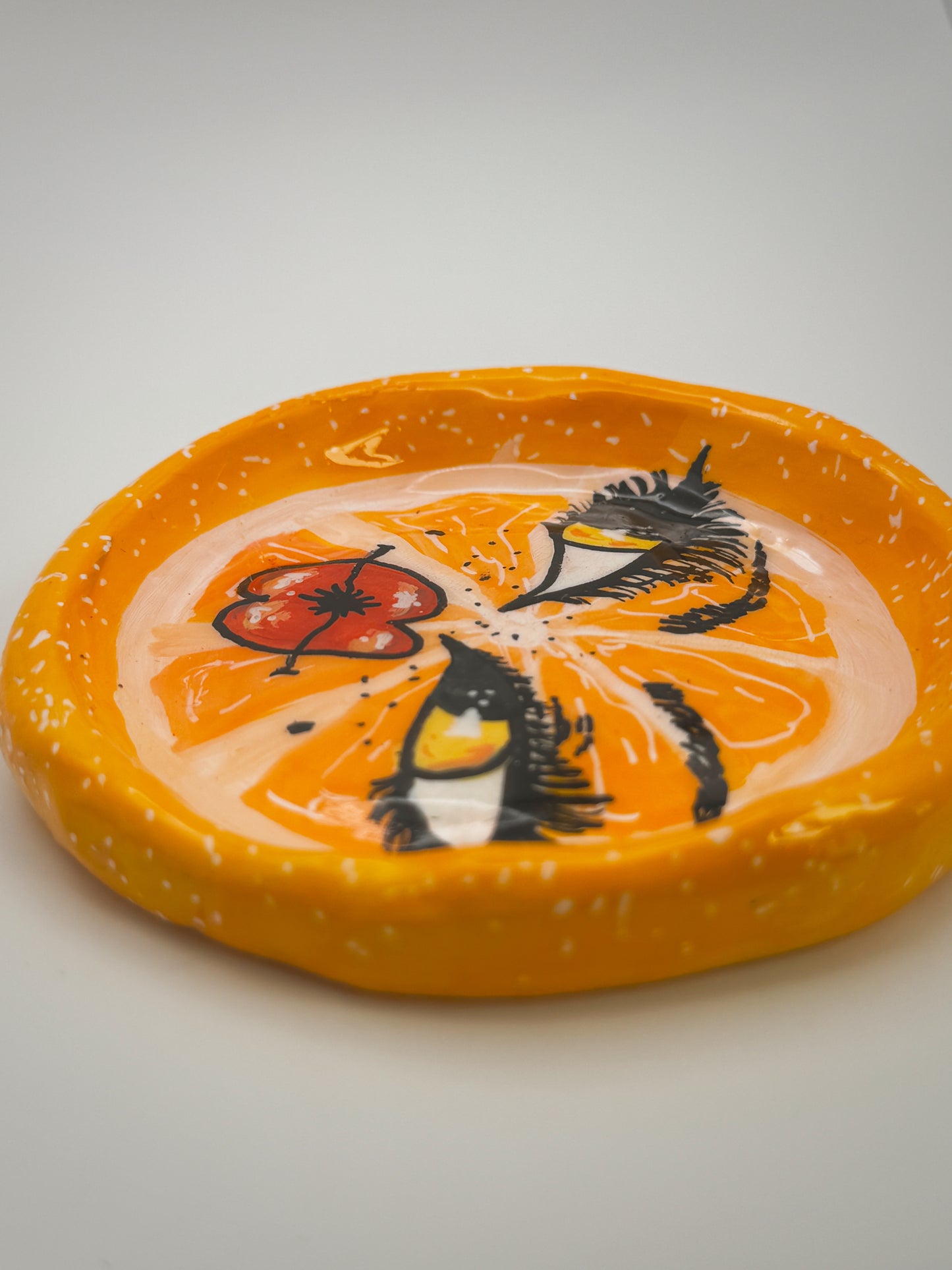 Orange Face Trinket Dish(3.5-4”) –Handmade Polymer Clay