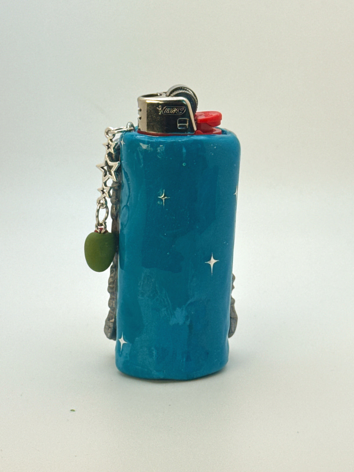 Vintage Frame Martini Kitty Case with charm| Fits Standard Bic | Handmade Polymer Clay Art