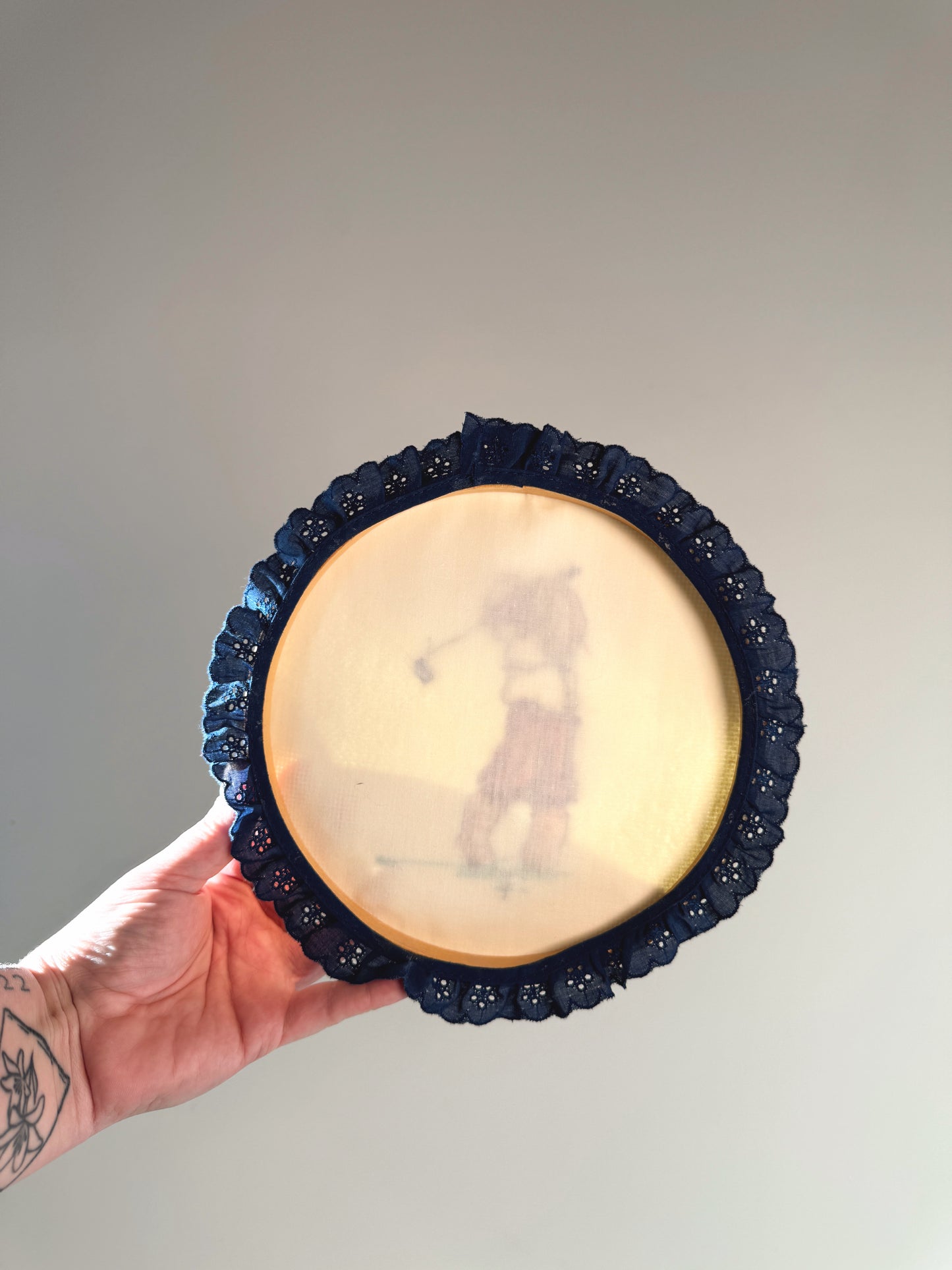 Vintage Golfing Bear Cross Stitch Wall Hanging | Framed Embroidery Hoop Art