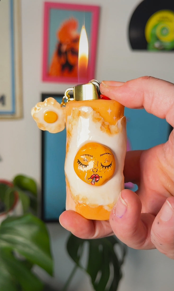 Fried Like An Egg Lighter Case w/ charm | Fits Standard Bic