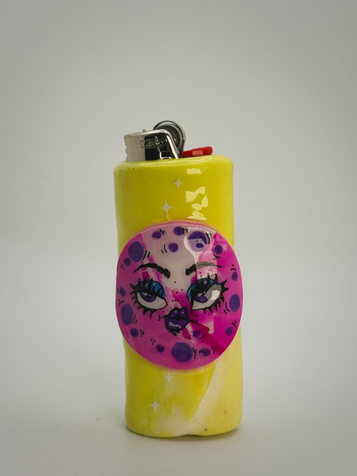 Funky Lil Moon Lighter Case| Fits Standard Bic | Handmade Polymer Clay Art