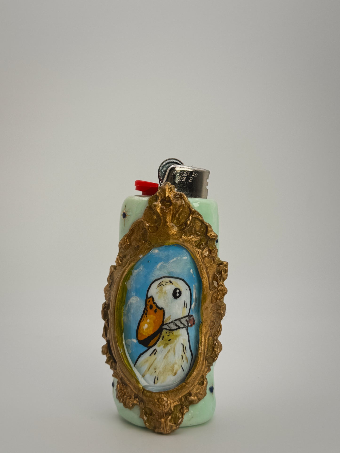 Smoking Duck Lighter Case| Fits Standard Bic | Handmade Polymer Clay Art